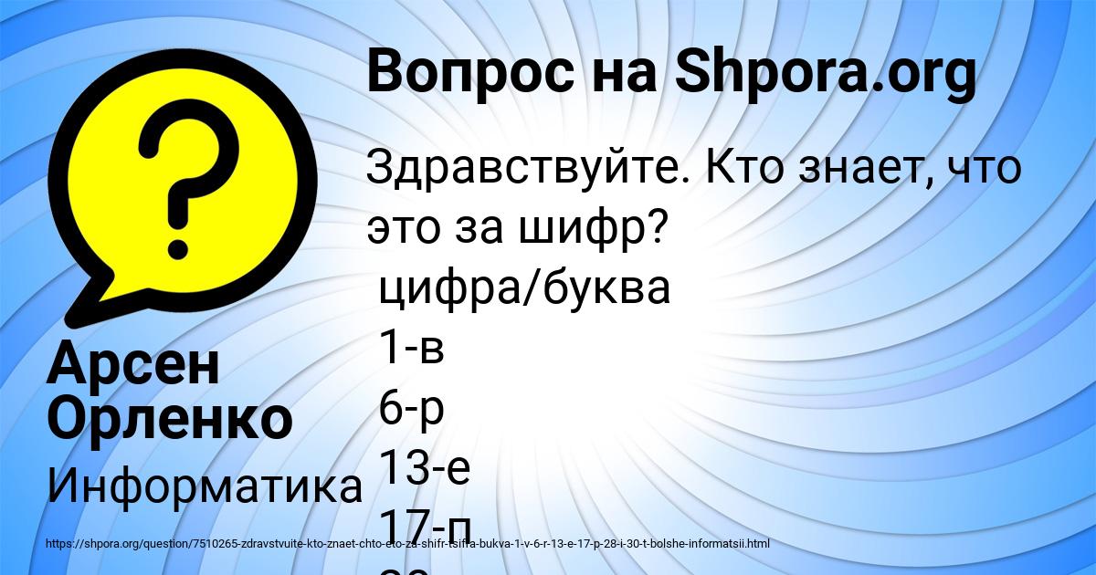 Картинка с текстом вопроса от пользователя Арсен Орленко