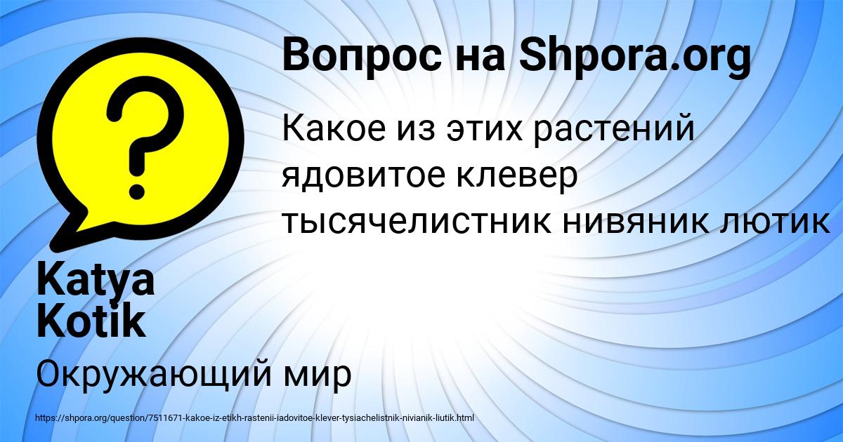 Картинка с текстом вопроса от пользователя Katya Kotik