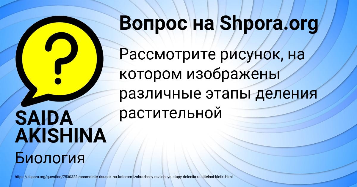 Картинка с текстом вопроса от пользователя SAIDA AKISHINA
