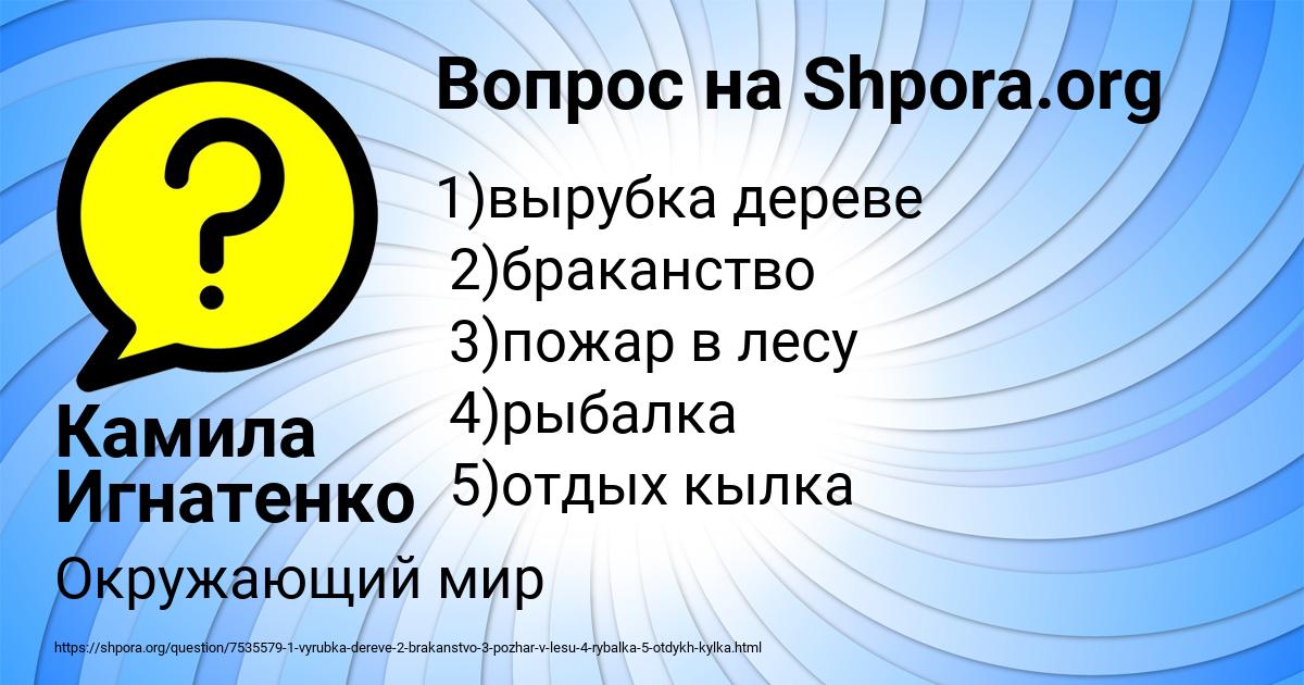 Картинка с текстом вопроса от пользователя Камила Игнатенко