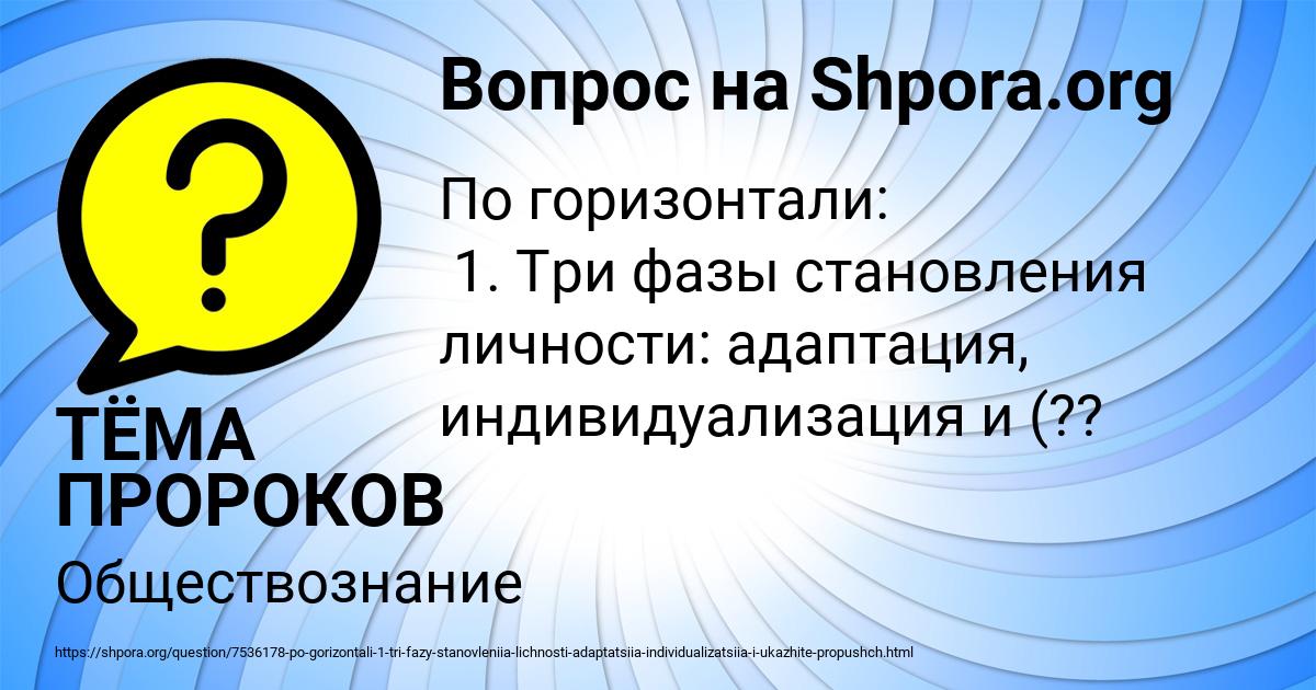 Картинка с текстом вопроса от пользователя ТЁМА ПРОРОКОВ