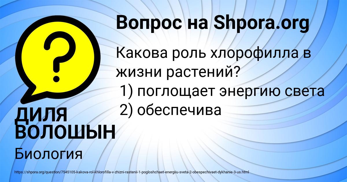 Картинка с текстом вопроса от пользователя ДИЛЯ ВОЛОШЫН