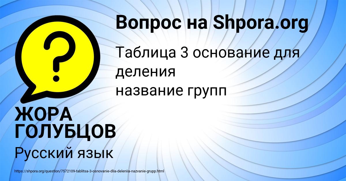 Картинка с текстом вопроса от пользователя ЖОРА ГОЛУБЦОВ