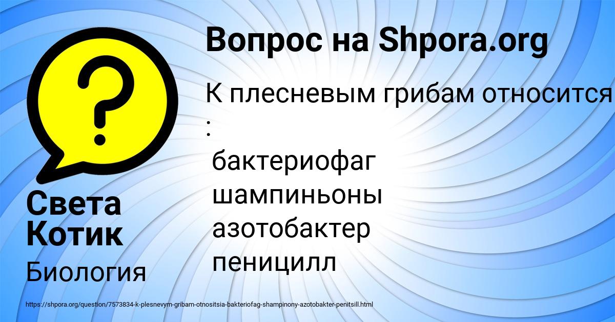 Картинка с текстом вопроса от пользователя Света Котик