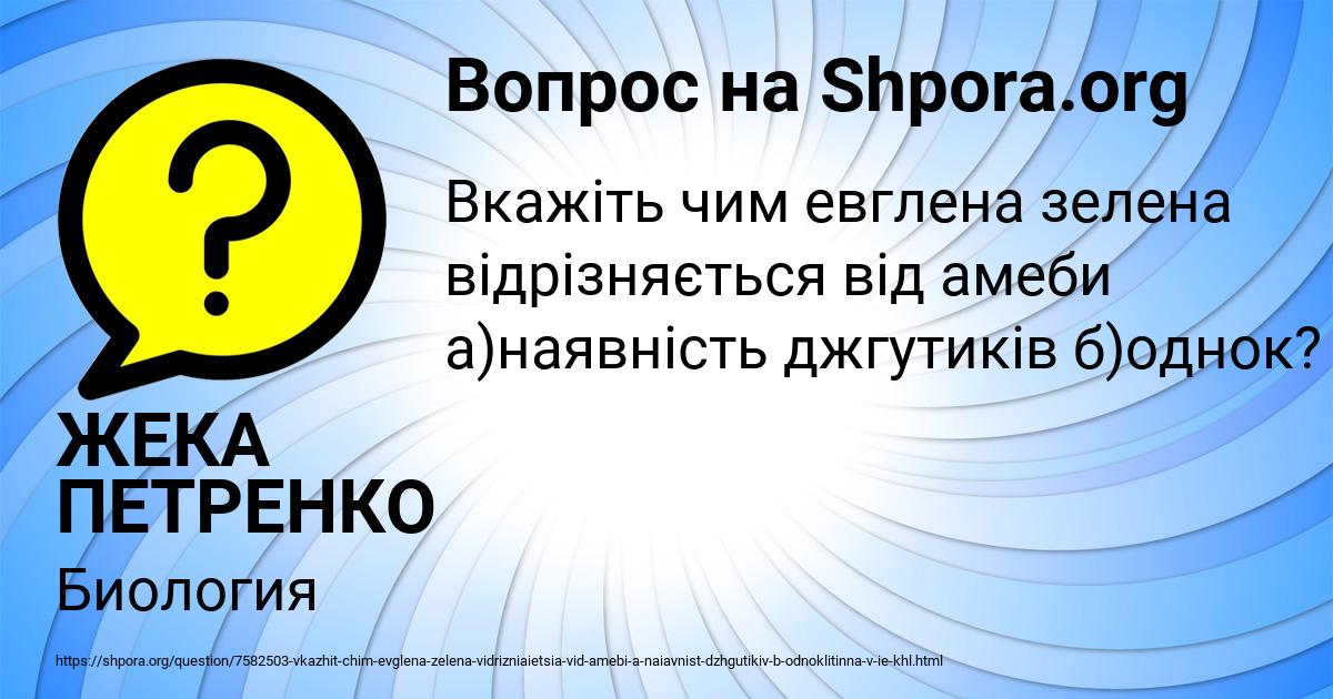 Картинка с текстом вопроса от пользователя ЖЕКА ПЕТРЕНКО