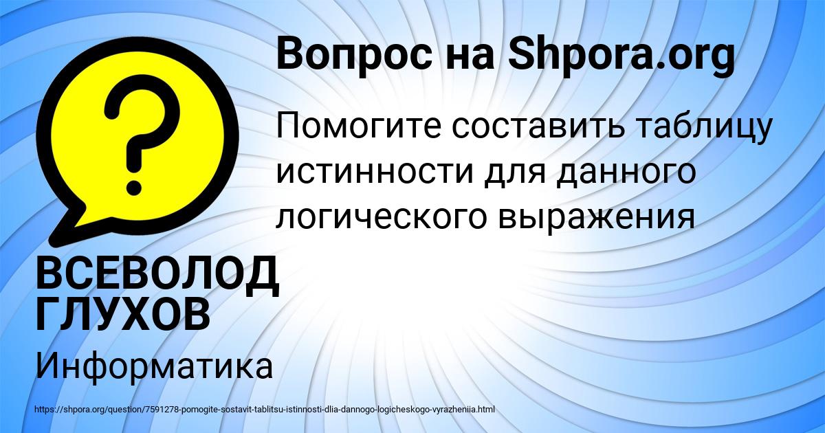 Картинка с текстом вопроса от пользователя ВСЕВОЛОД ГЛУХОВ