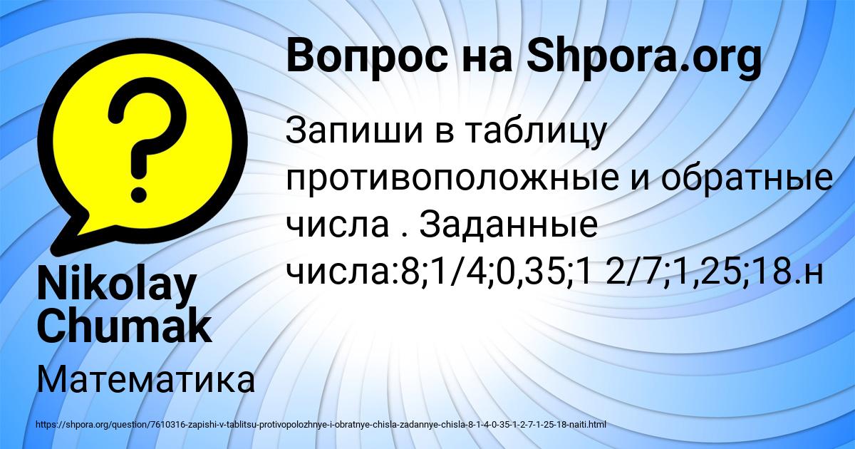 Картинка с текстом вопроса от пользователя Nikolay Chumak