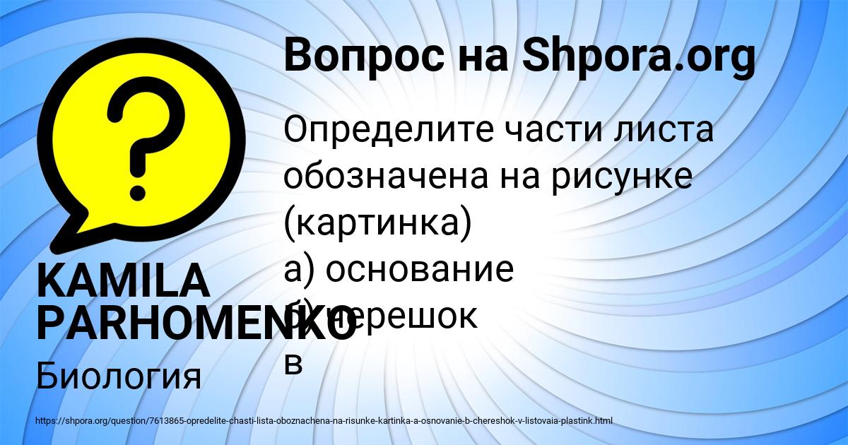 Картинка с текстом вопроса от пользователя KAMILA PARHOMENKO