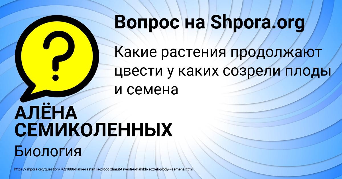 Картинка с текстом вопроса от пользователя АЛЁНА СЕМИКОЛЕННЫХ