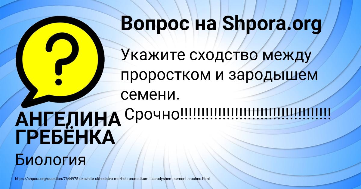 Картинка с текстом вопроса от пользователя АНГЕЛИНА ГРЕБЁНКА