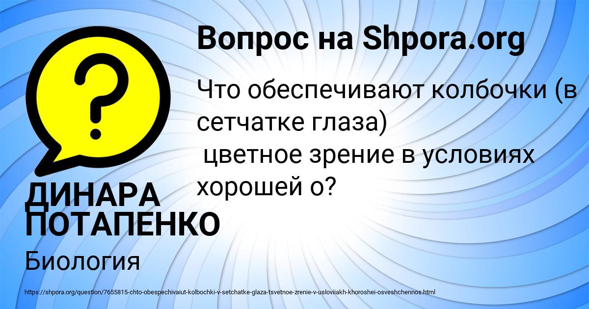Картинка с текстом вопроса от пользователя ДИНАРА ПОТАПЕНКО