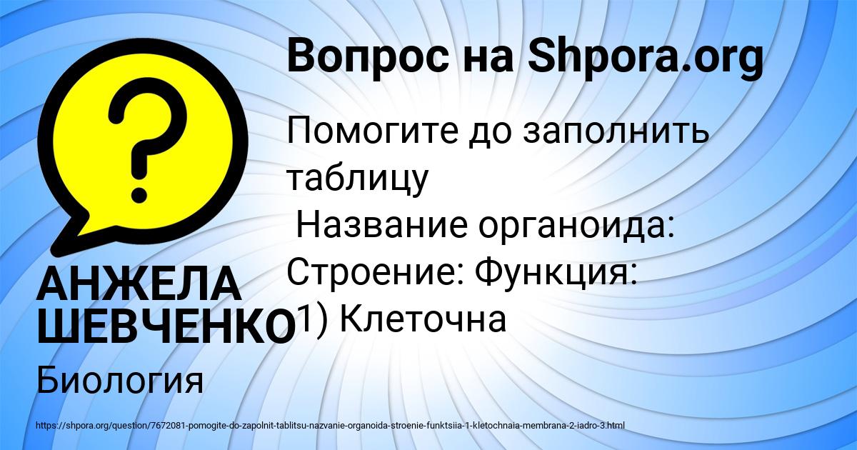 Картинка с текстом вопроса от пользователя АНЖЕЛА ШЕВЧЕНКО