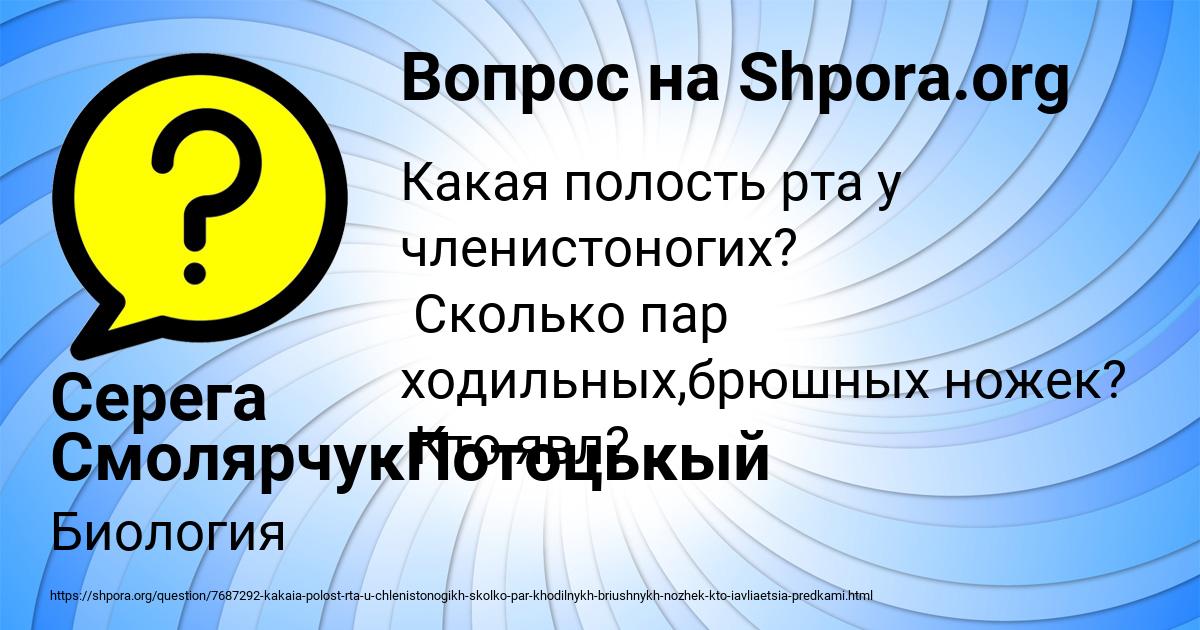 Картинка с текстом вопроса от пользователя Серега СмолярчукПотоцькый