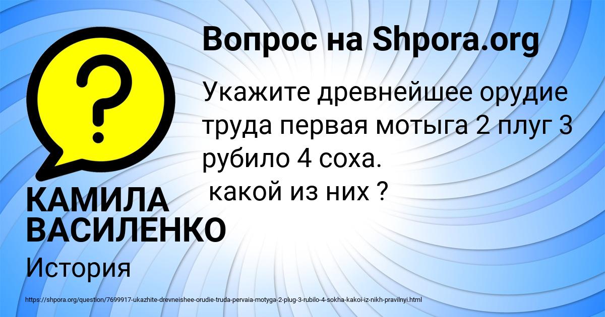 Картинка с текстом вопроса от пользователя КАМИЛА ВАСИЛЕНКО