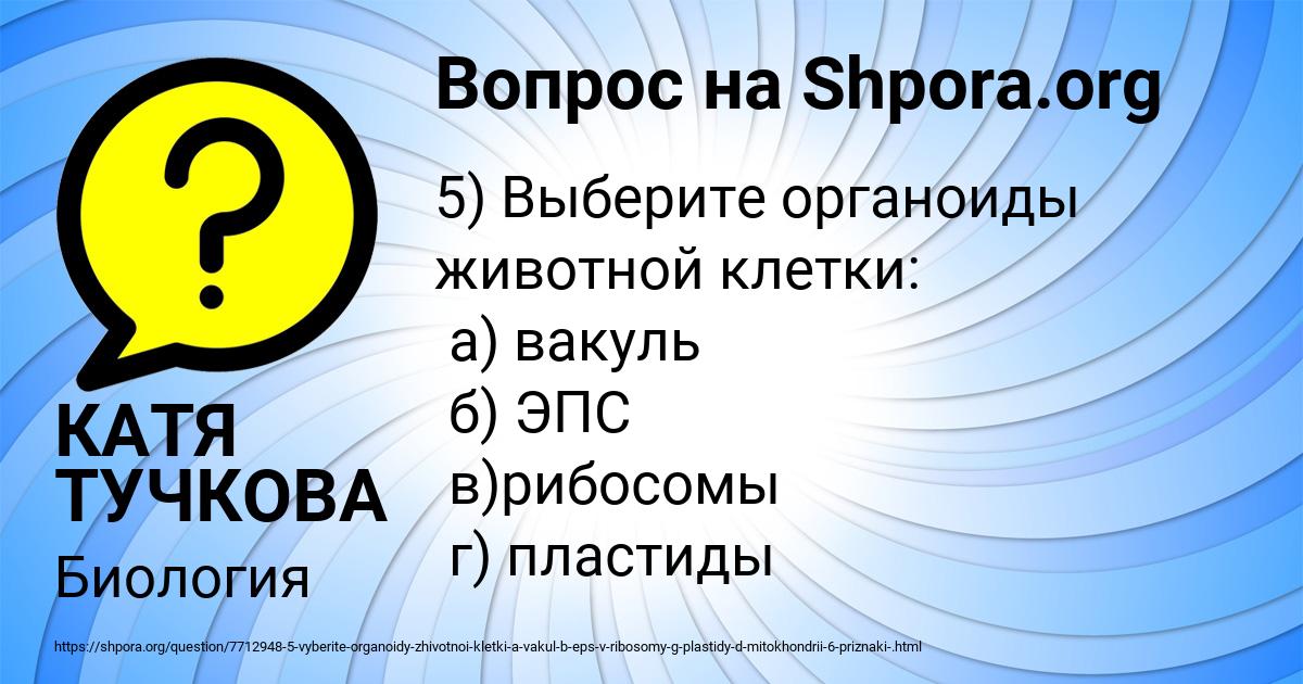 Картинка с текстом вопроса от пользователя КАТЯ ТУЧКОВА