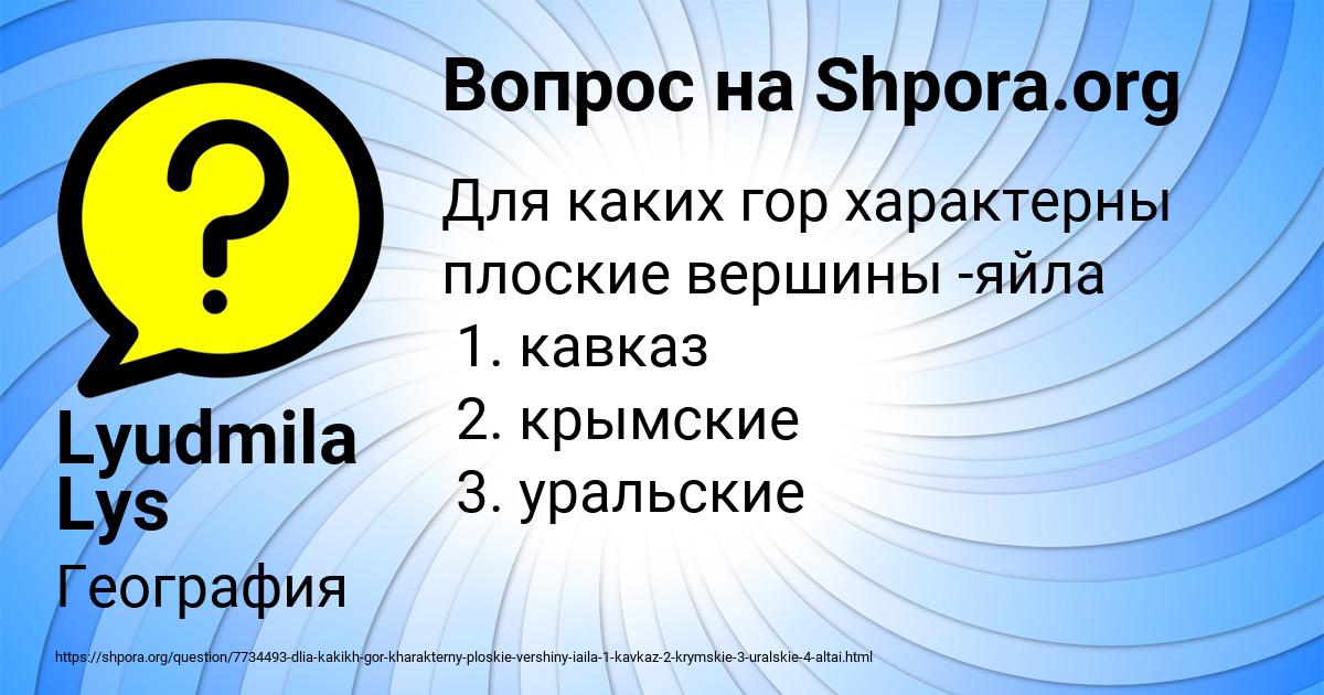 Картинка с текстом вопроса от пользователя Lyudmila Lys