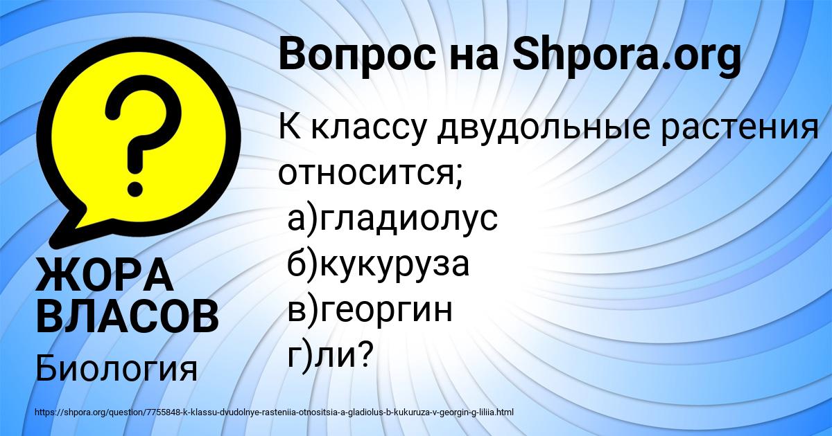 Картинка с текстом вопроса от пользователя ЖОРА ВЛАСОВ