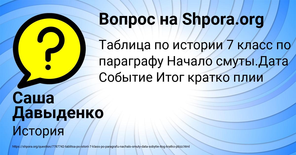 Картинка с текстом вопроса от пользователя Саша Давыденко