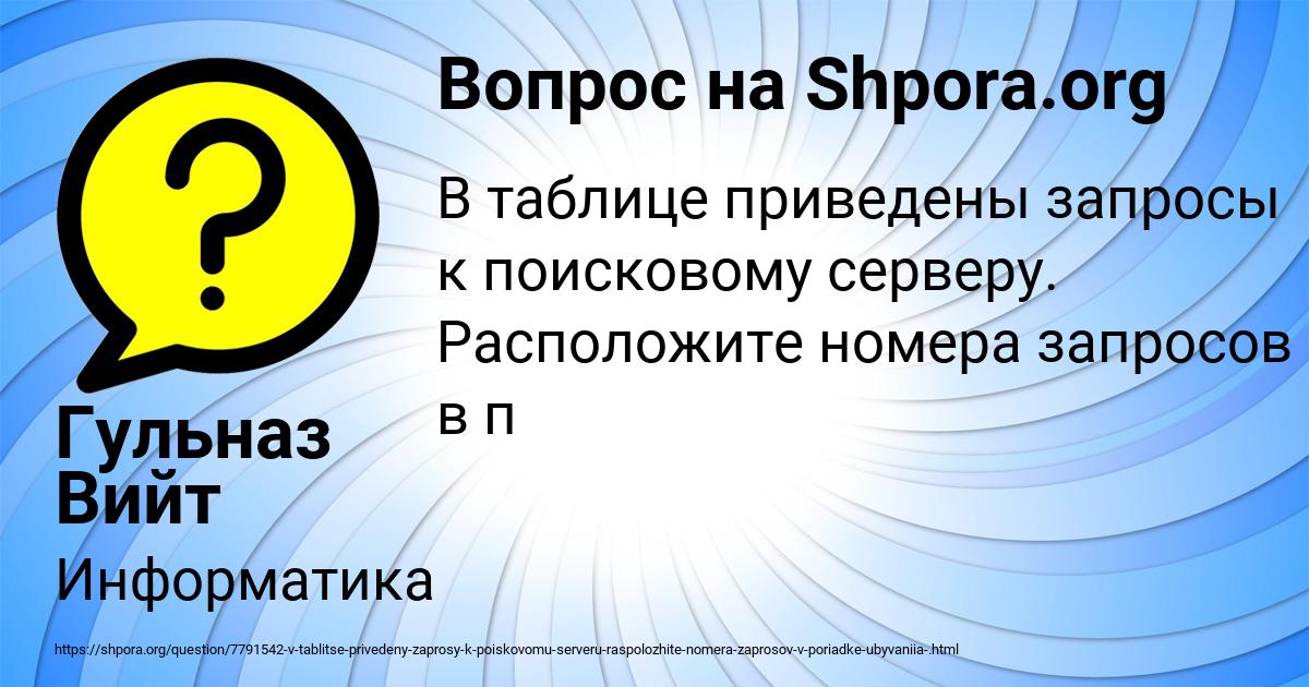 Картинка с текстом вопроса от пользователя Гульназ Вийт
