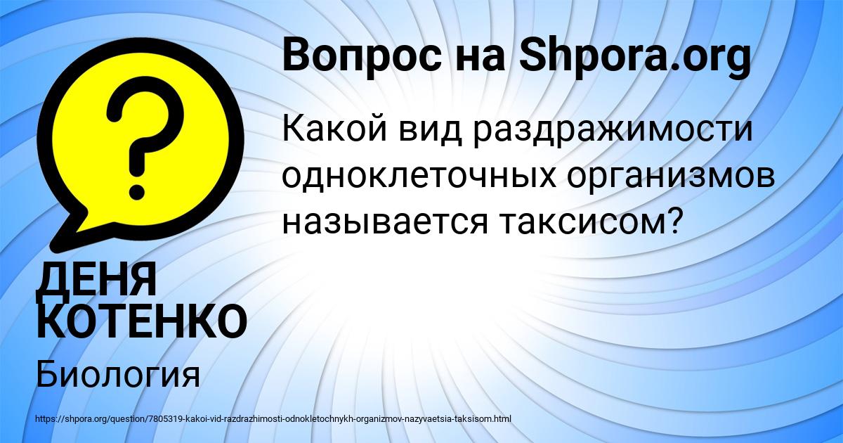 Картинка с текстом вопроса от пользователя ДЕНЯ КОТЕНКО