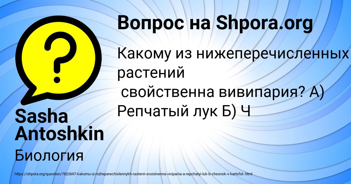 Картинка с текстом вопроса от пользователя Sasha Antoshkin