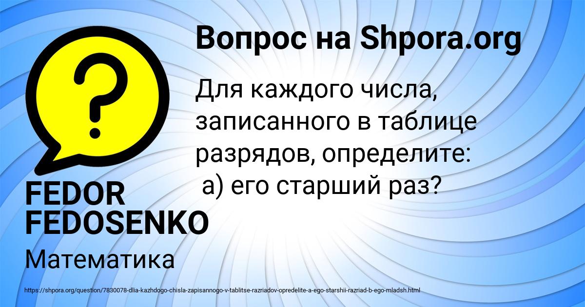 Картинка с текстом вопроса от пользователя FEDOR FEDOSENKO