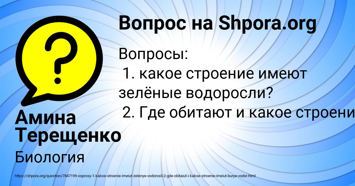 Картинка с текстом вопроса от пользователя Амина Терещенко