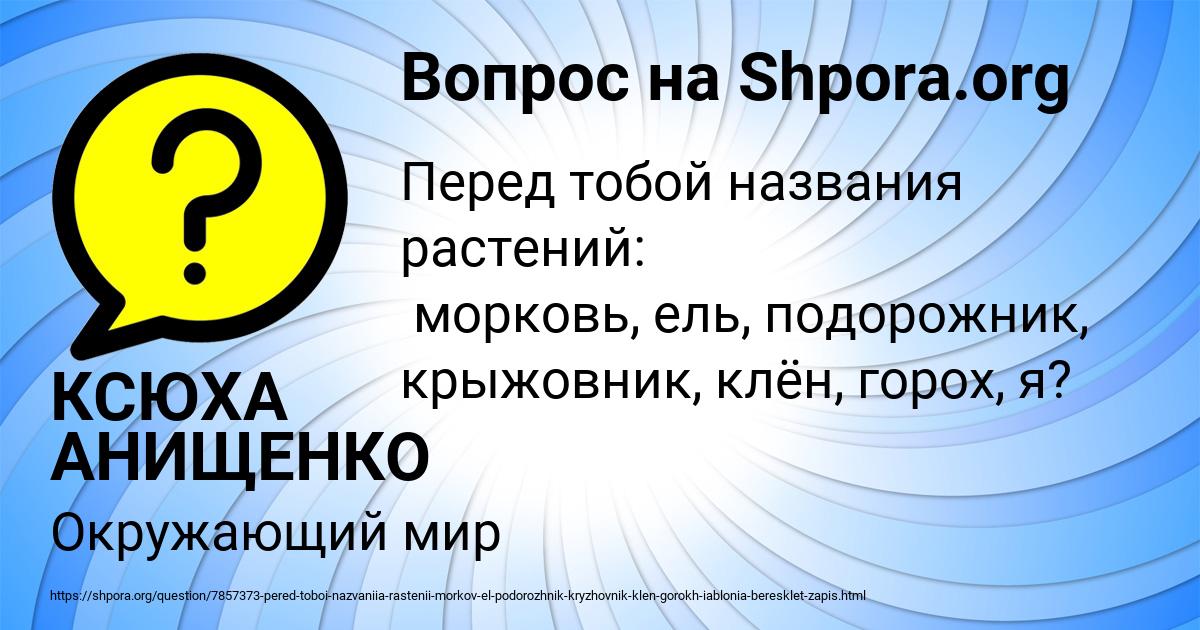 Картинка с текстом вопроса от пользователя КСЮХА АНИЩЕНКО