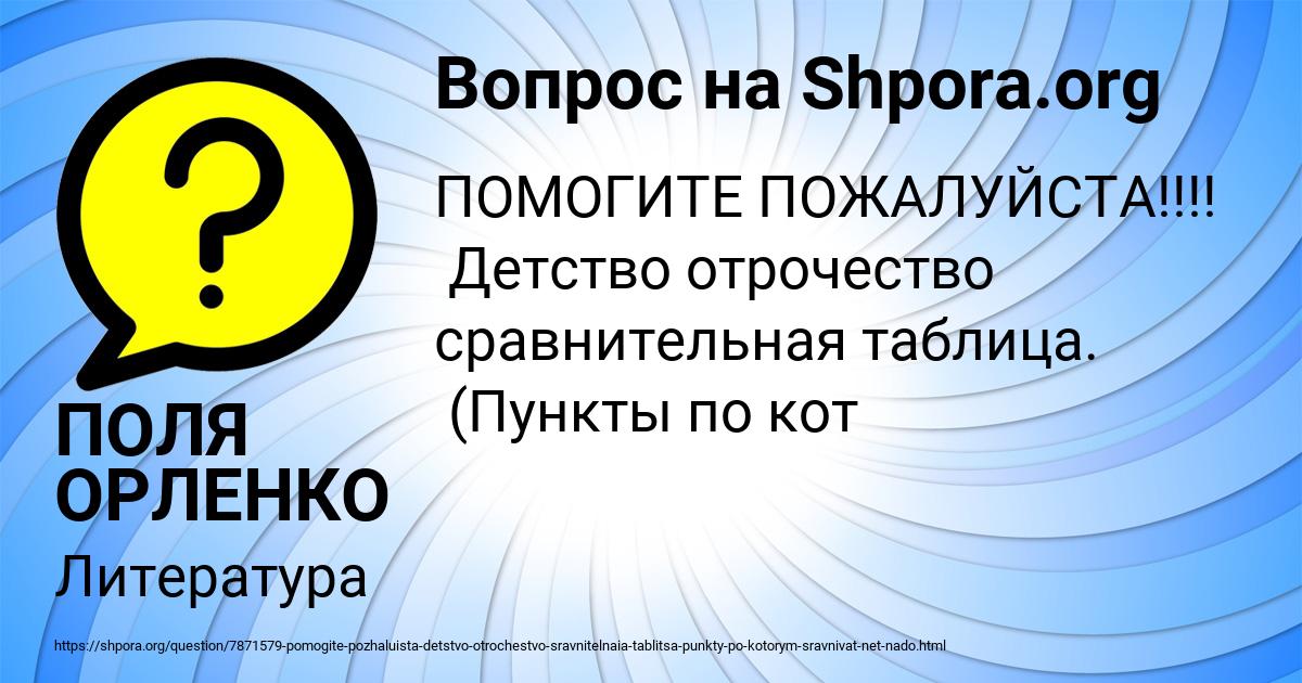 Картинка с текстом вопроса от пользователя ПОЛЯ ОРЛЕНКО