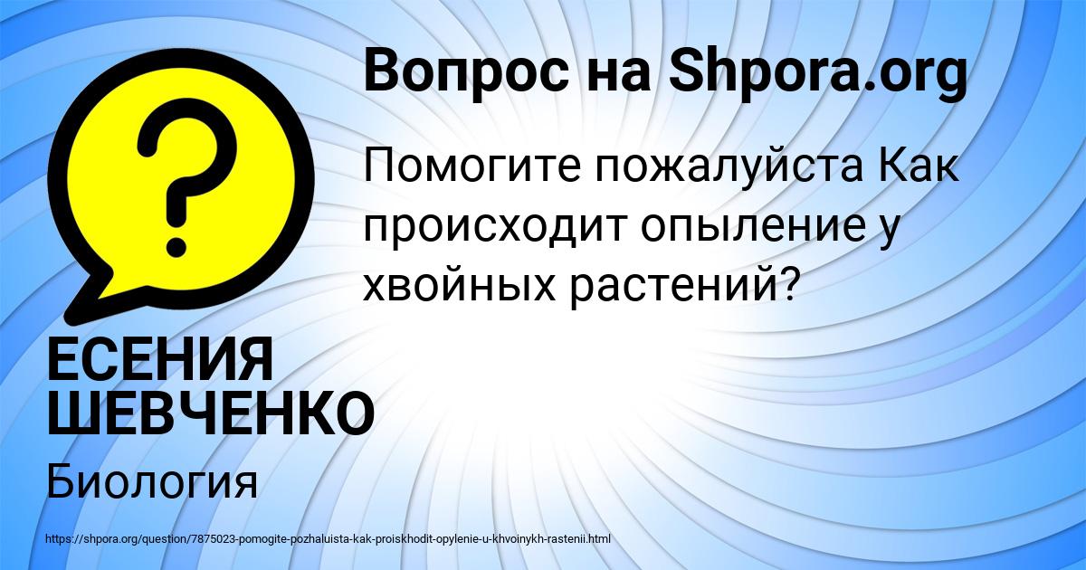 Картинка с текстом вопроса от пользователя ЕСЕНИЯ ШЕВЧЕНКО