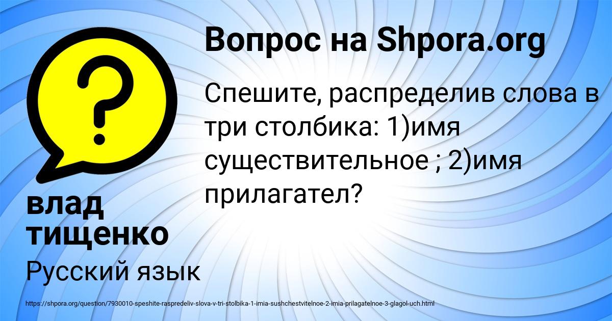 Картинка с текстом вопроса от пользователя влад тищенко