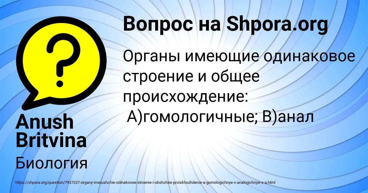 Картинка с текстом вопроса от пользователя Anush Britvina
