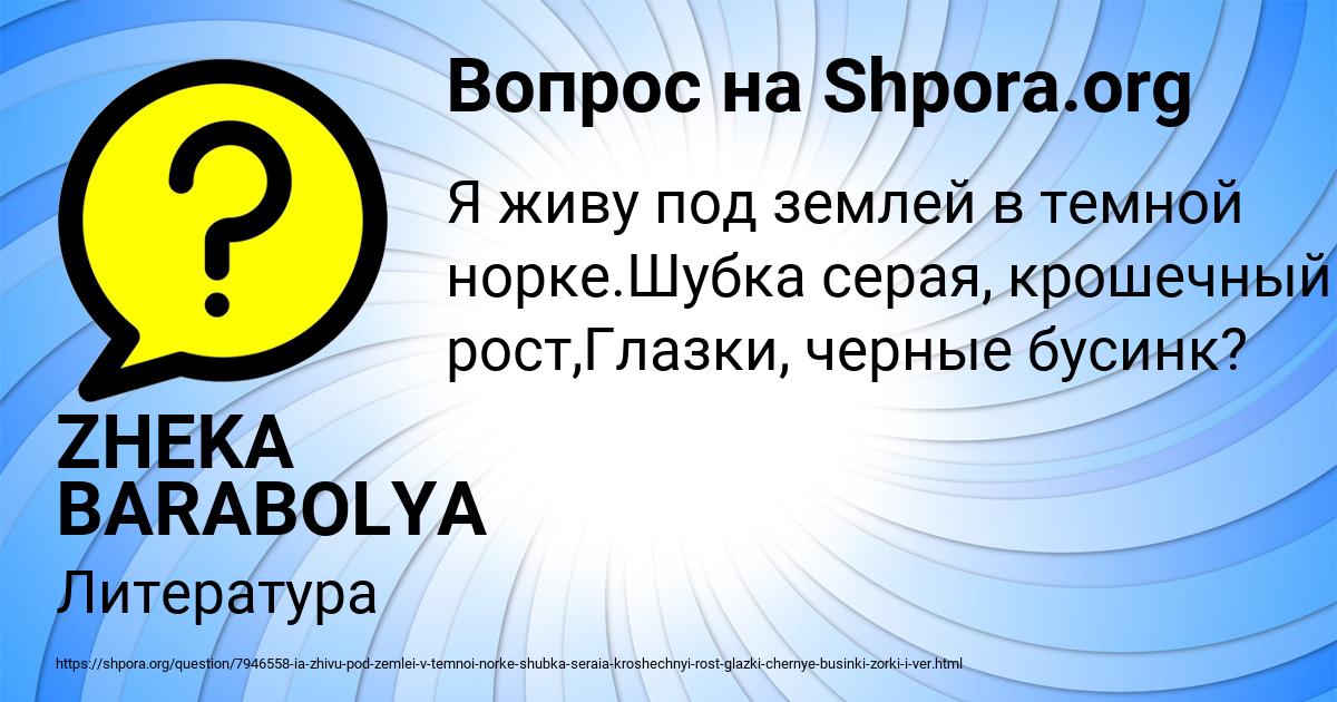 Картинка с текстом вопроса от пользователя ZHEKA BARABOLYA