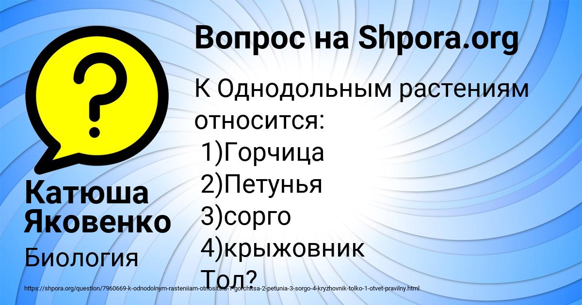 Картинка с текстом вопроса от пользователя Катюша Яковенко