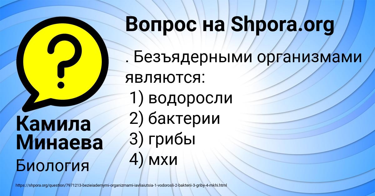 Картинка с текстом вопроса от пользователя Камила Минаева