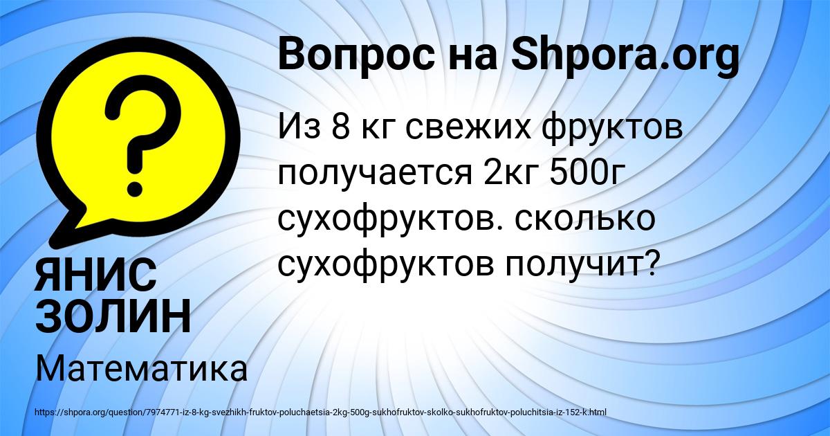 Картинка с текстом вопроса от пользователя ЯНИС ЗОЛИН