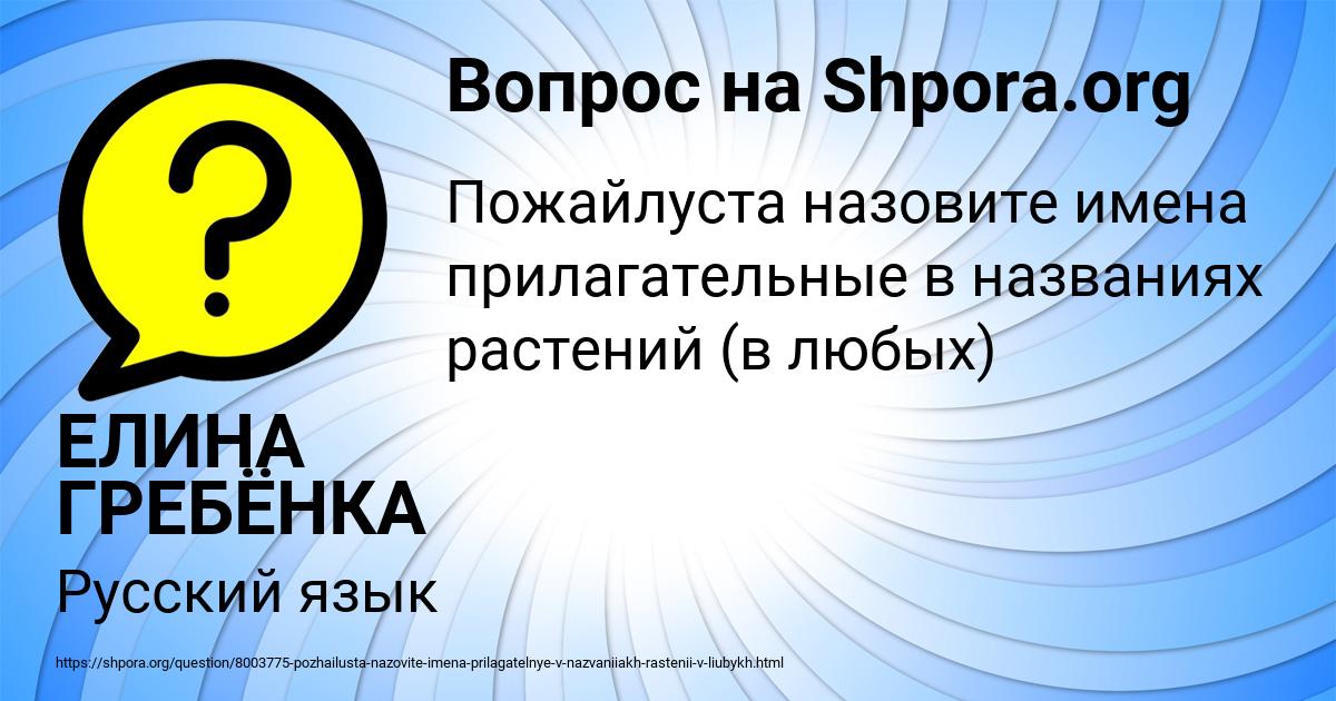 Картинка с текстом вопроса от пользователя ЕЛИНА ГРЕБЁНКА