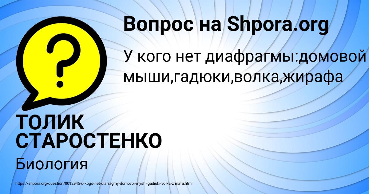 Картинка с текстом вопроса от пользователя ТОЛИК СТАРОСТЕНКО