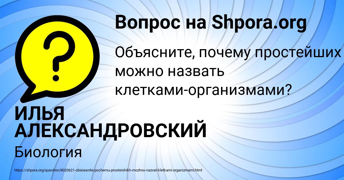 Картинка с текстом вопроса от пользователя ИЛЬЯ АЛЕКСАНДРОВСКИЙ