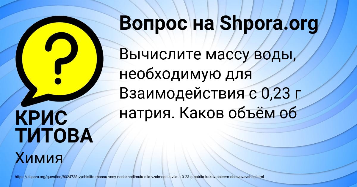 Картинка с текстом вопроса от пользователя КРИС ТИТОВА