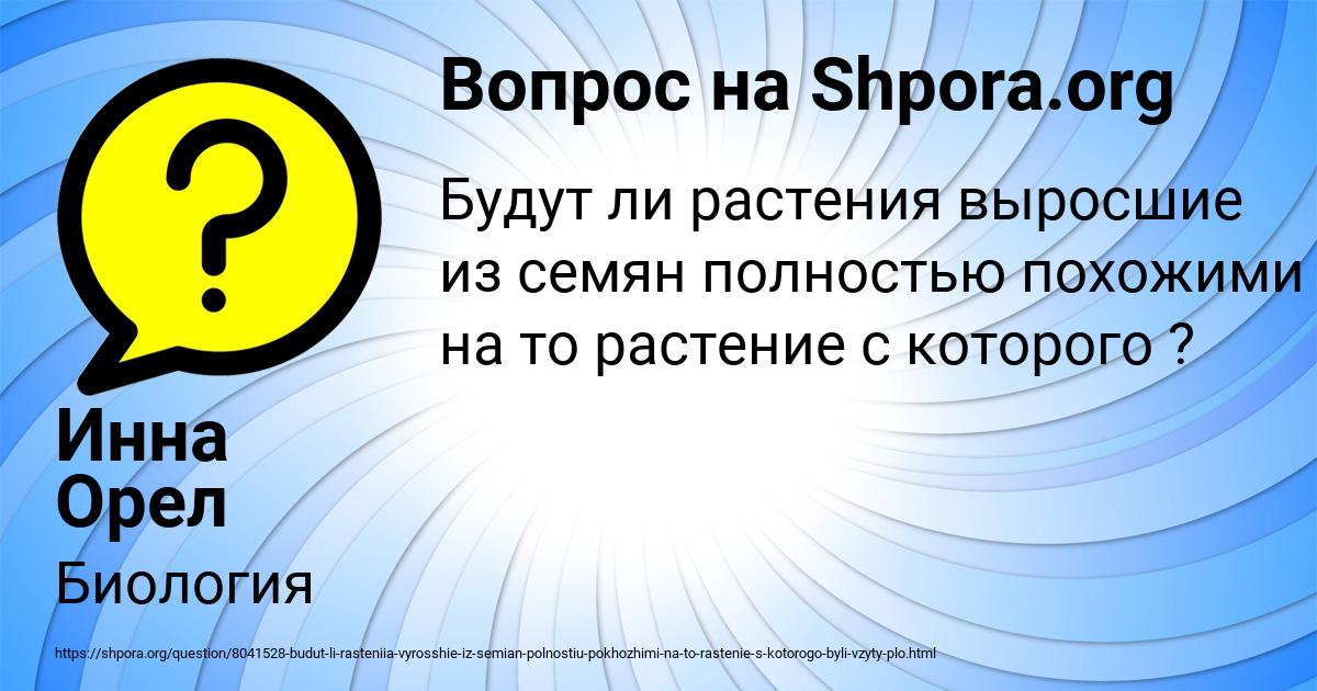 Картинка с текстом вопроса от пользователя Инна Орел