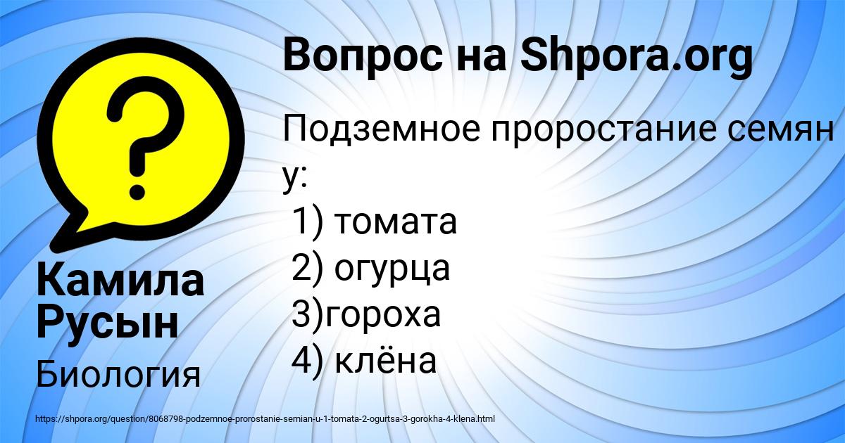 Картинка с текстом вопроса от пользователя Камила Русын