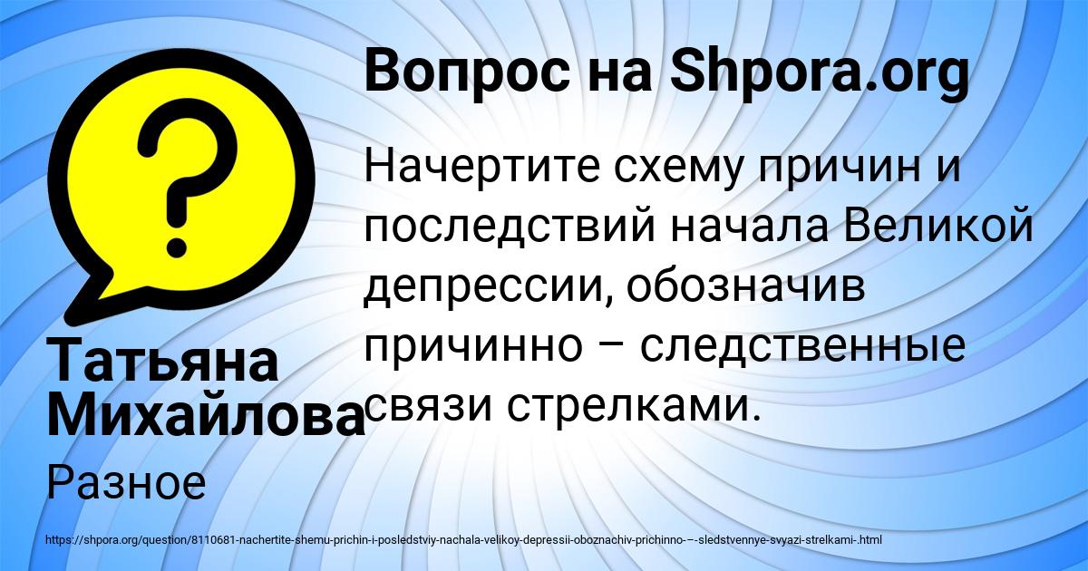 Начертите схему причин и последствий начала великой депрессии обозначив причинно следственные связи