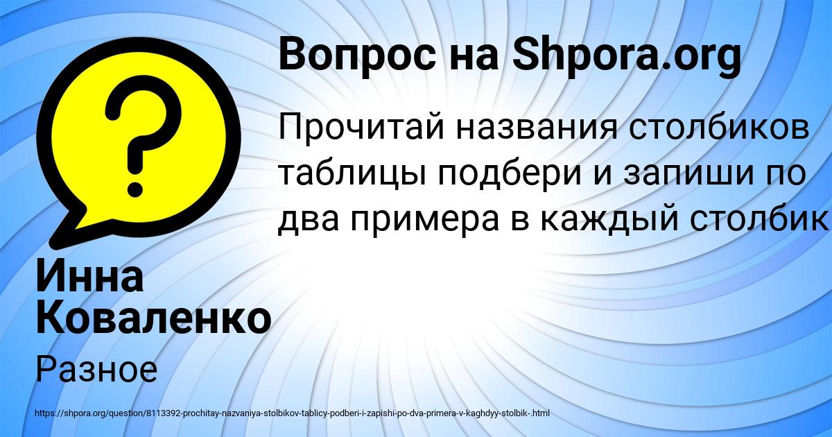 Картинка с текстом вопроса от пользователя Инна Коваленко