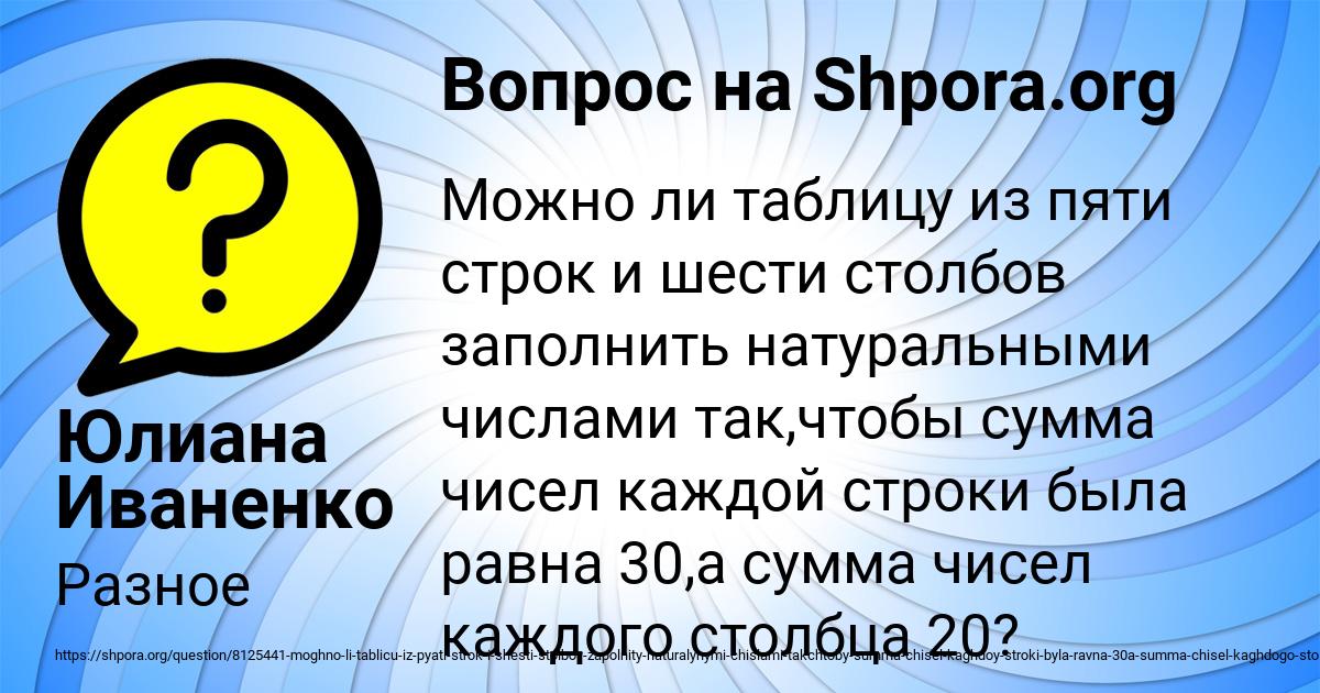 Картинка с текстом вопроса от пользователя Юлиана Иваненко