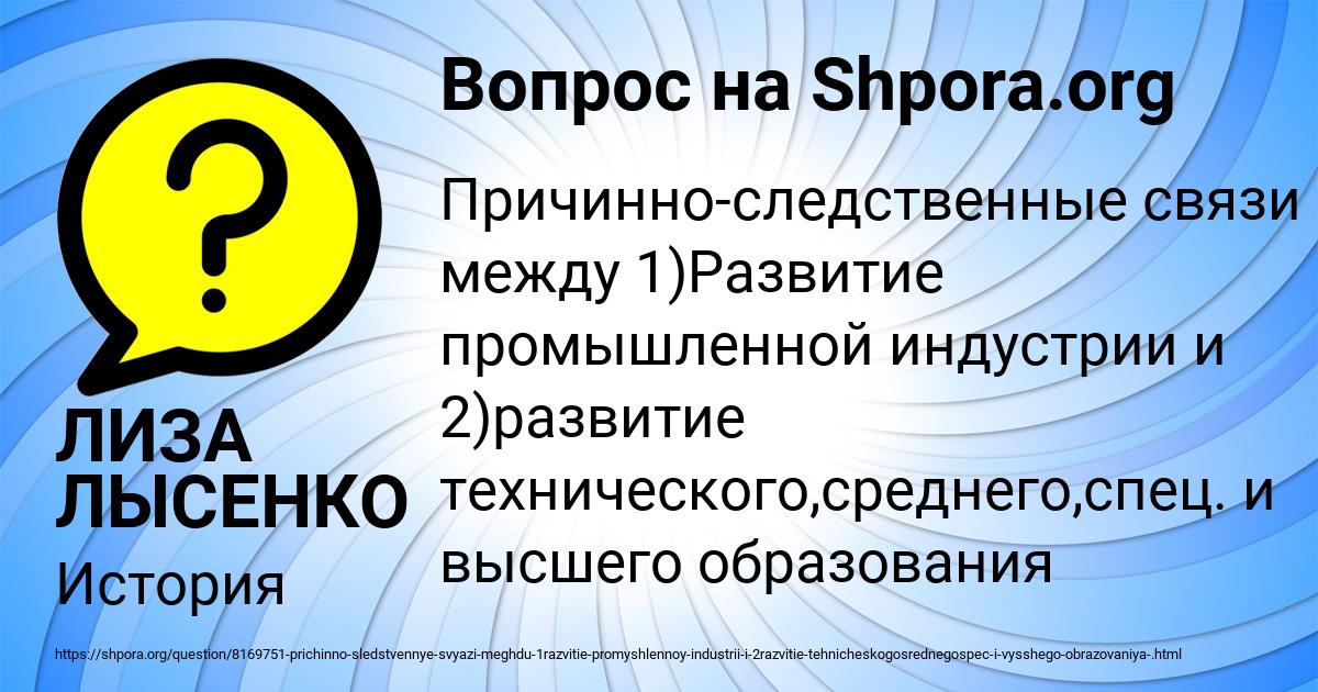 Картинка с текстом вопроса от пользователя ЛИЗА ЛЫСЕНКО