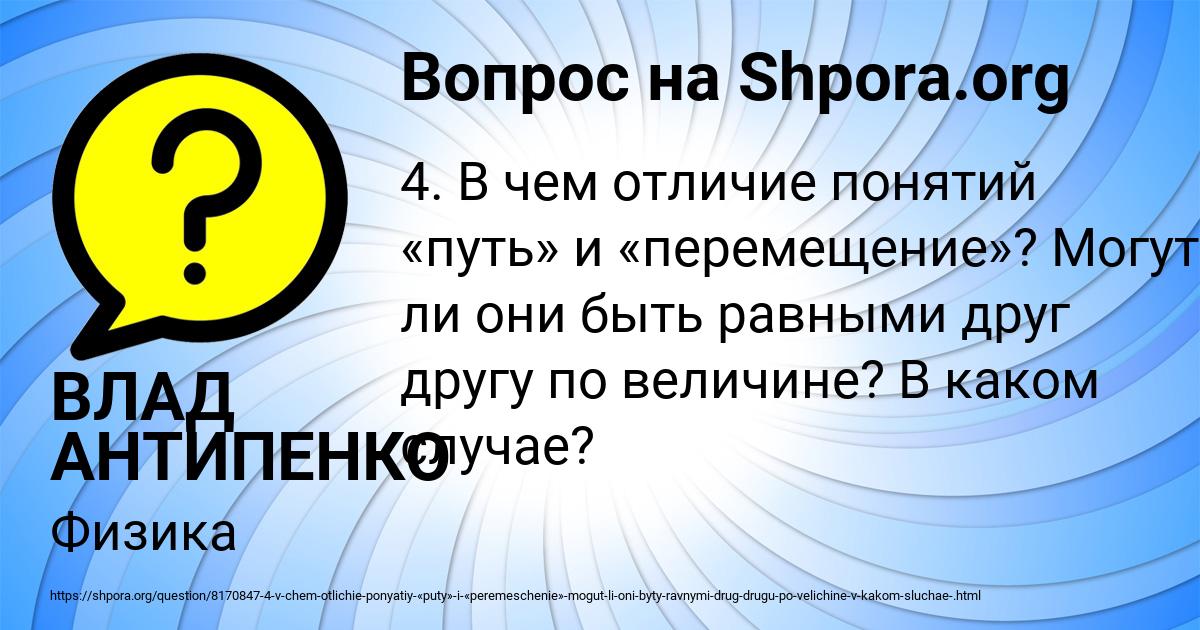 Картинка с текстом вопроса от пользователя ВЛАД АНТИПЕНКО