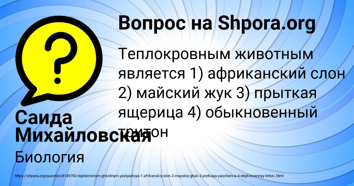 Картинка с текстом вопроса от пользователя Саида Михайловская