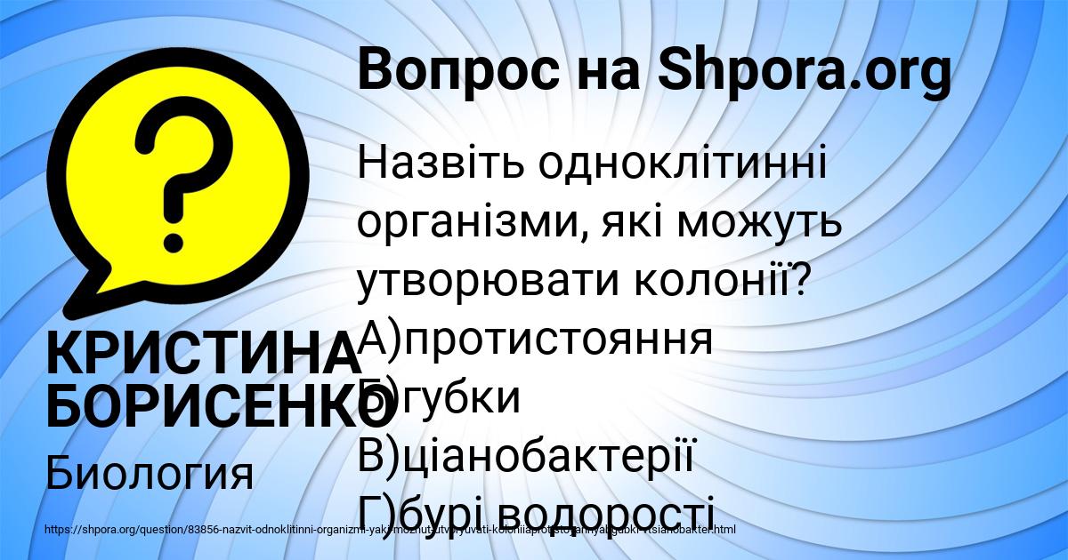 Картинка с текстом вопроса от пользователя КРИСТИНА БОРИСЕНКО
