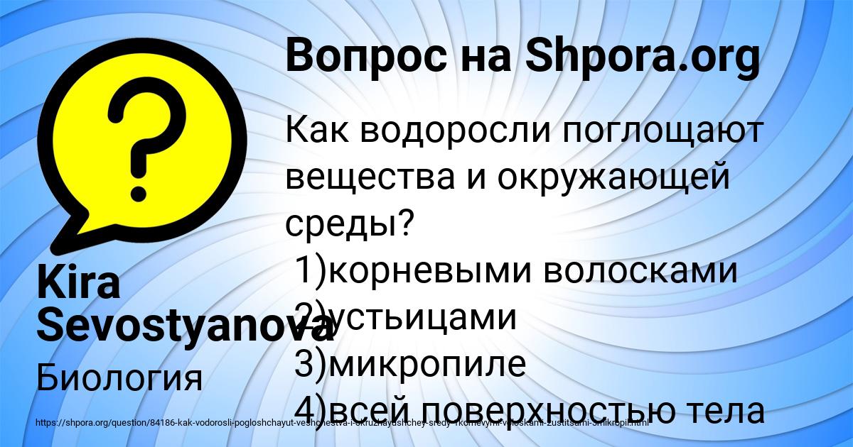 Картинка с текстом вопроса от пользователя Kira Sevostyanova